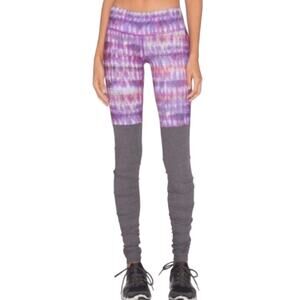 Alo Yoga Goddess Bhakti Ruched Ribbed Cinched Leggings Grey Purple M (est) EUC